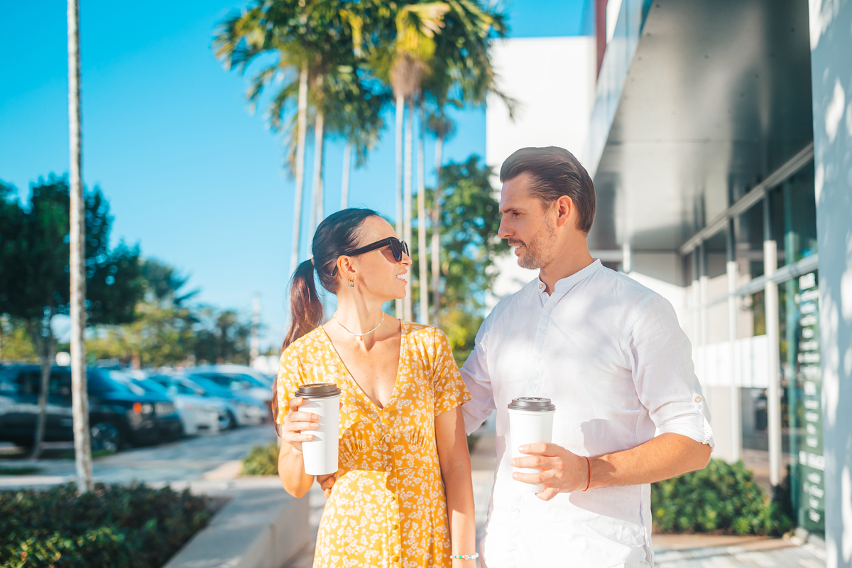 A couple sharing a walk on a sunny day